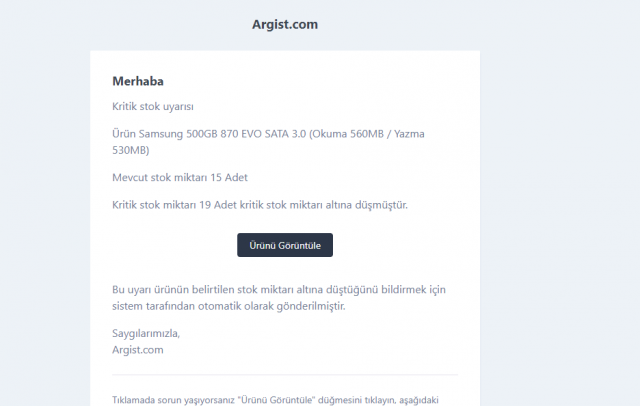 Kritik Stok E-Mail